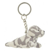Gevlekte grijze zeehond knuffel sleutelhanger - pluche - 8,5 cm - Pluchen speelgoed