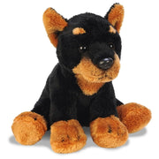Suki Gifts Doberman knuffel - pluche - 13 cm - zwart/bruin - Pluchen speelgoed