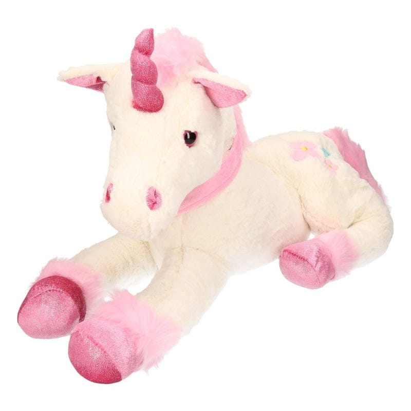 Pluche eenhoorn knuffel - wit/roze - 62 cm - unicorn - Pluchen speelgoed