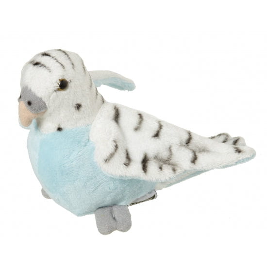 Nature Planet grasparkiet knuffel - pluche - 16 cm - blauw - vogel - Pluchen speelgoed