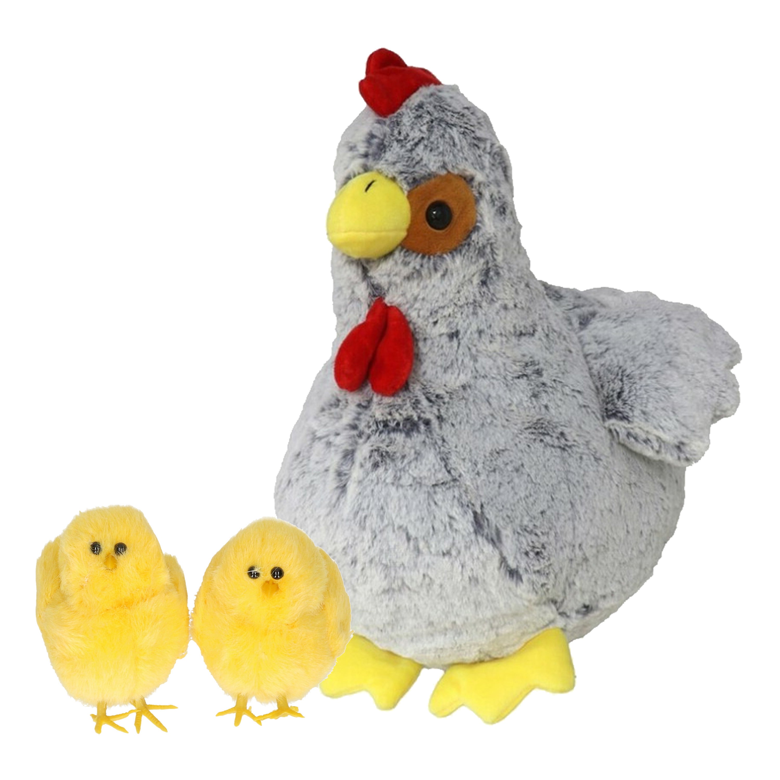 pluche-kip-knuffel-30-cm-grijs-met-2-kuikens_10430301