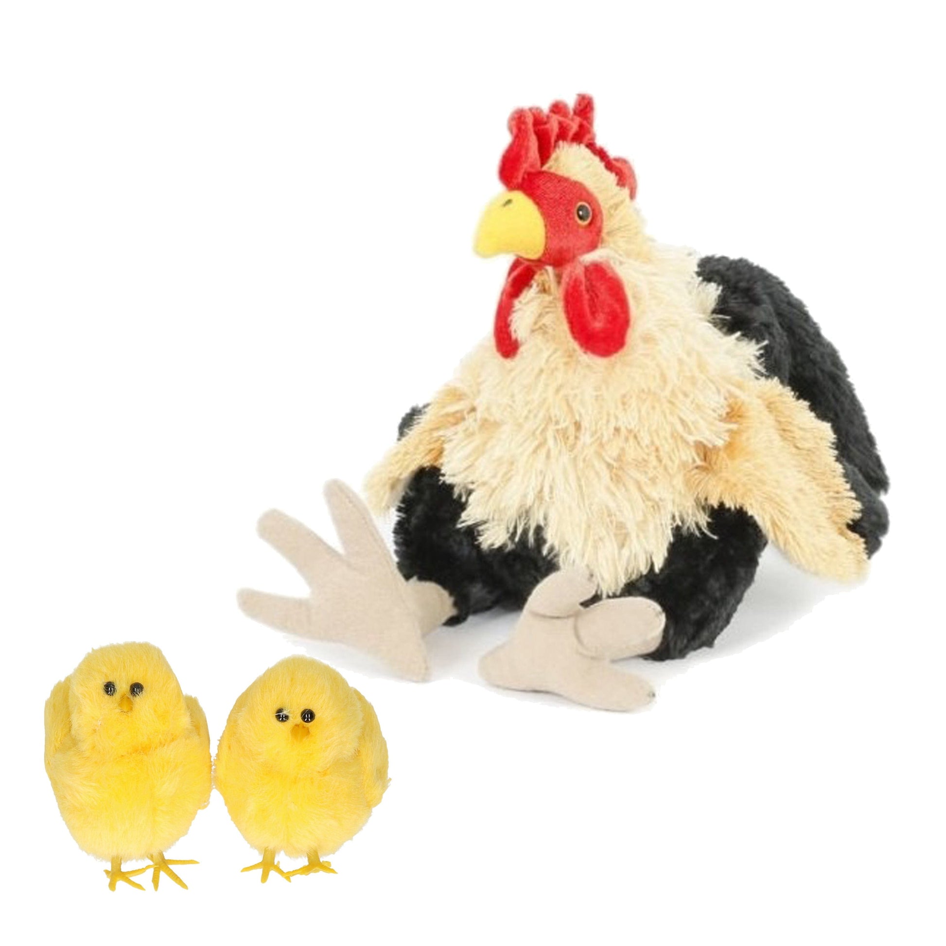 Pluche kip knuffel - 23 cm - multi kleur - 2 kuikens - Pluchen speelgoed