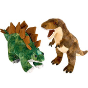Wild Republic dinosaurus knuffels - T-rex en Stegosaurus - 25 cm - Pluchen speelgoed