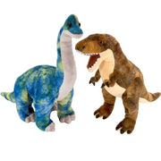 Wild Republic dinosaurus knuffels - pluche - 25 cm - T-rex en Brachiosaurus - Pluchen speelgoed
