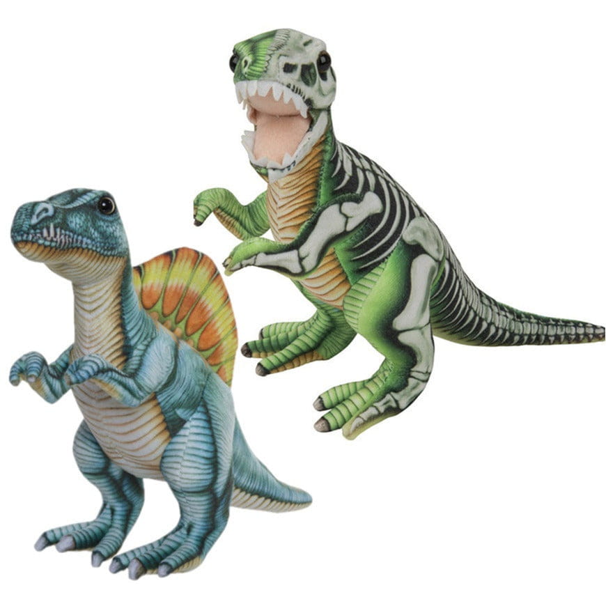 Speelgoed set van 2 pluche dino knuffels - T-Rex en Stegosaurus - 30 cm - Pluchen speelgoed