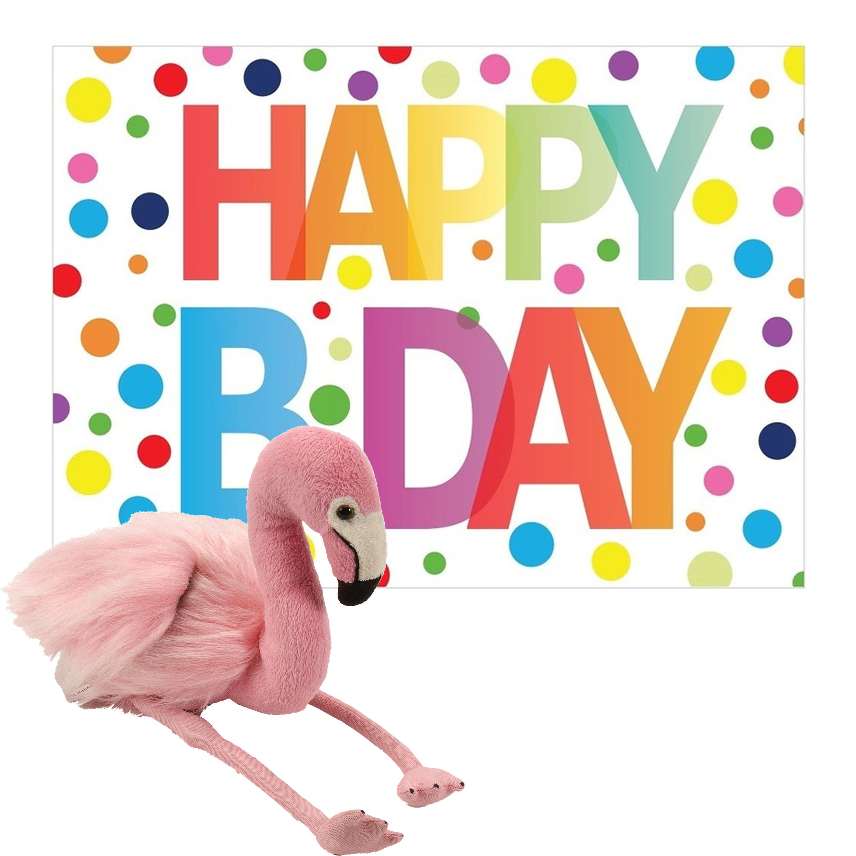 pluche-dieren-knuffel-flamingo-20-cm-met-happy-birthday-wenskaart_10366333