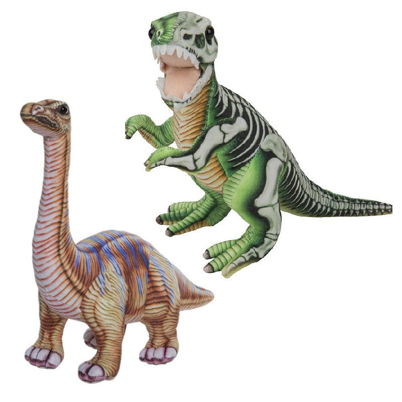 Pluche dino knuffels set - T-Rex & Apatosaurus - 30 cm - Pluchen speelgoed