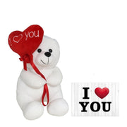 Pluche knuffelbeer met I Love hartje - wit/rood - 20 cm - Pluchen speelgoed