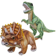 Nature Plush Planet dino knuffel set - pluche - 30 cm - T-Rex - Triceratops - Pluchen speelgoed