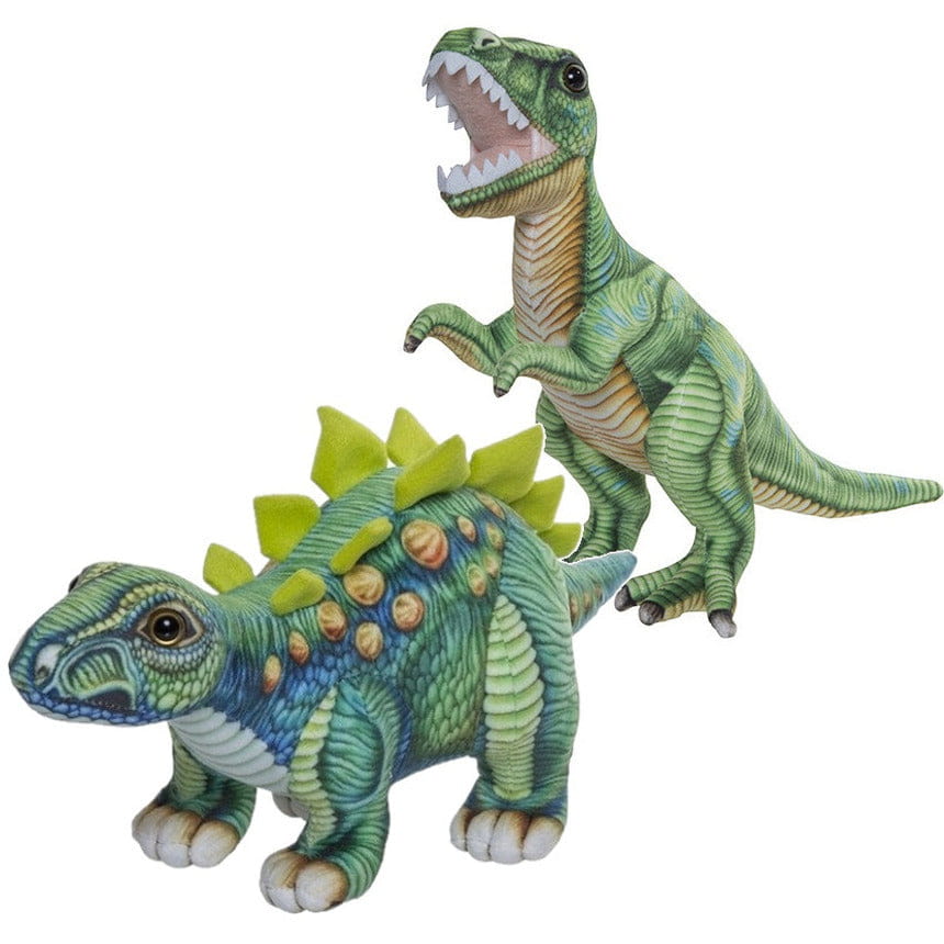 Dino knuffels set - pluche - T-Rex en Stegosaurus - 30 cm - Pluchen speelgoed