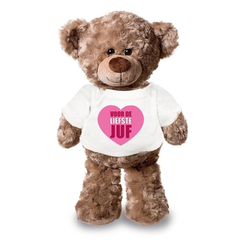 Liefste juf knuffelbeer - pluche - 24 cm - met shirt - Pluchen speelgoed