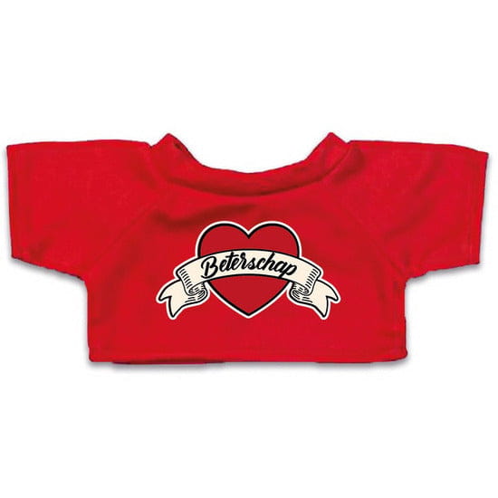 Beterschap hart shirt voor knuffel - rood - maat M - Pluchen speelgoed