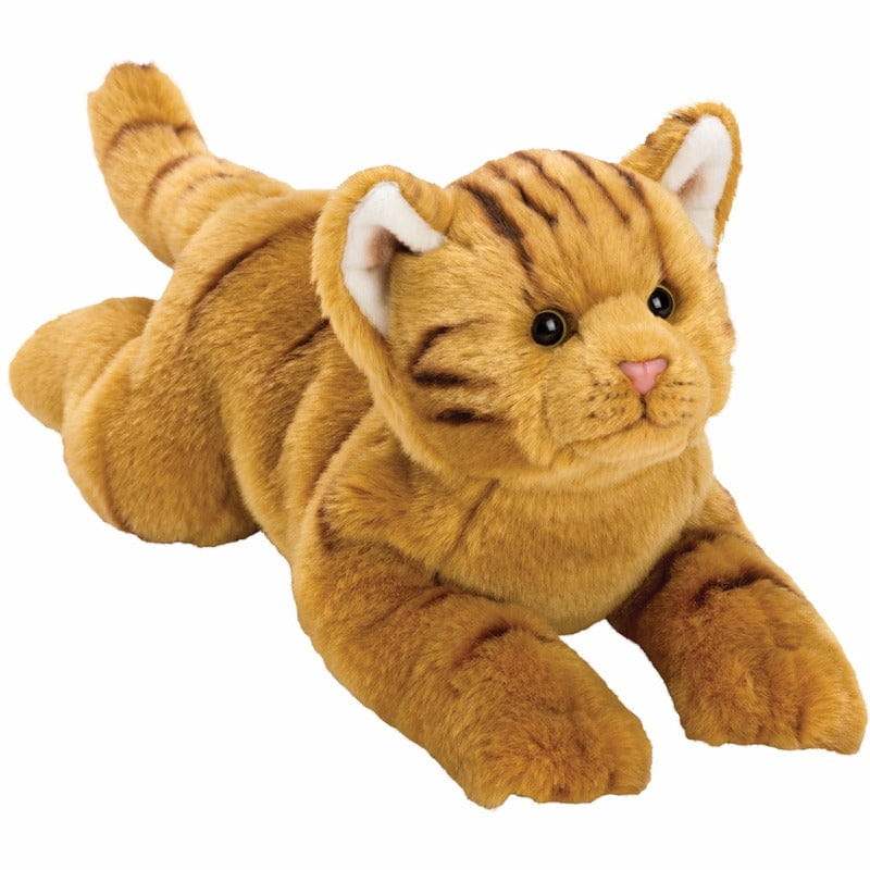 Pluche kat knuffel - rood - liggend - 33 cm - poes - Pluchen speelgoed