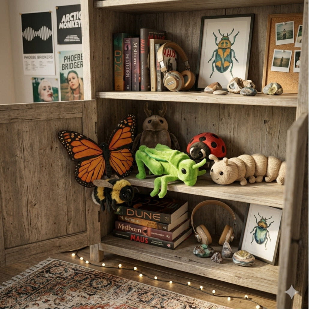 Sprinkhaan knuffel - pluche - groen - 26 cm - insect - Pluchen speelgoed
