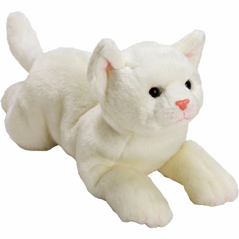 Poes knuffel wit - pluche - liggend - 33 cm - kat - Pluchen speelgoed