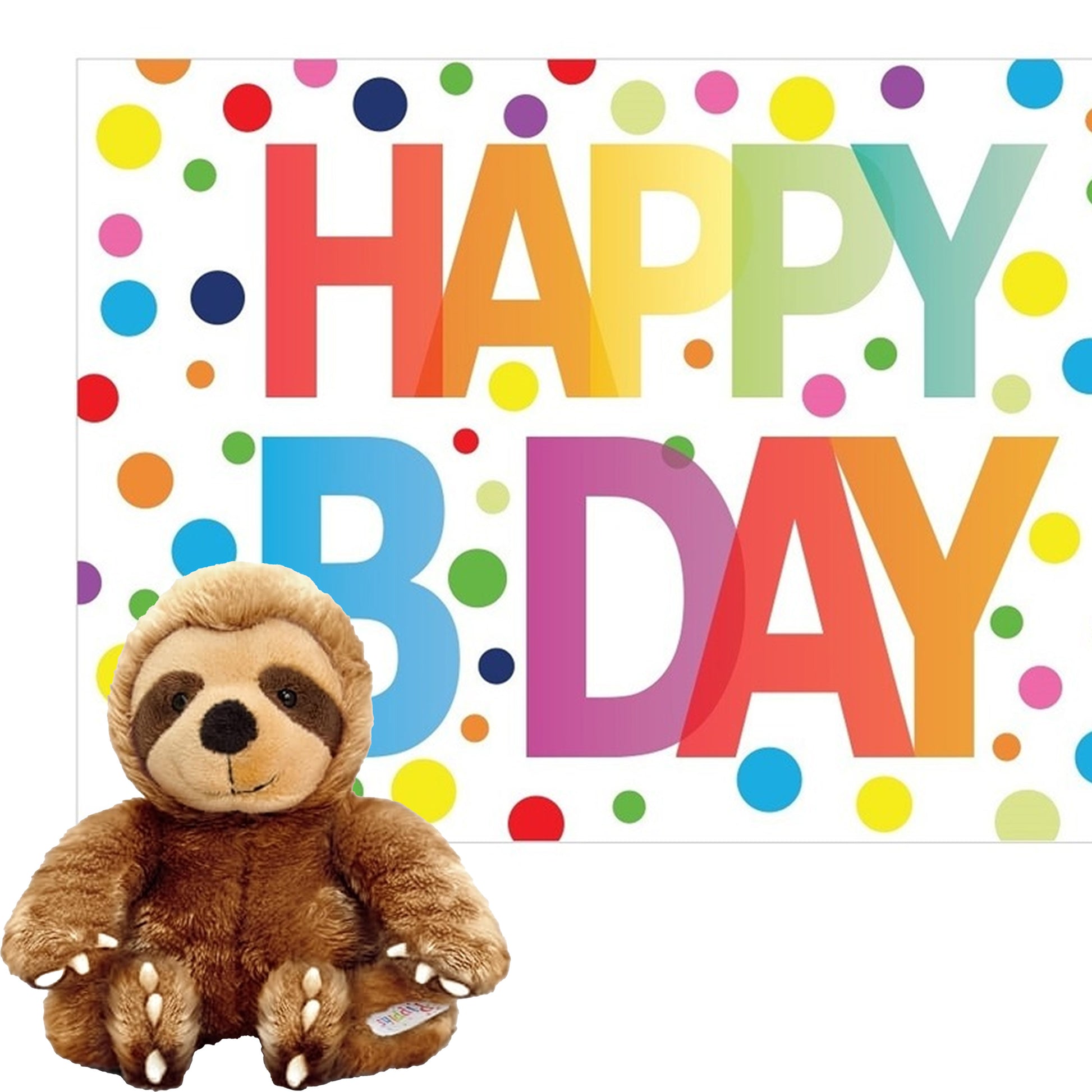 pluche-dieren-knuffel-luiaard-14-cm-met-happy-birthday-wenskaart_10366371