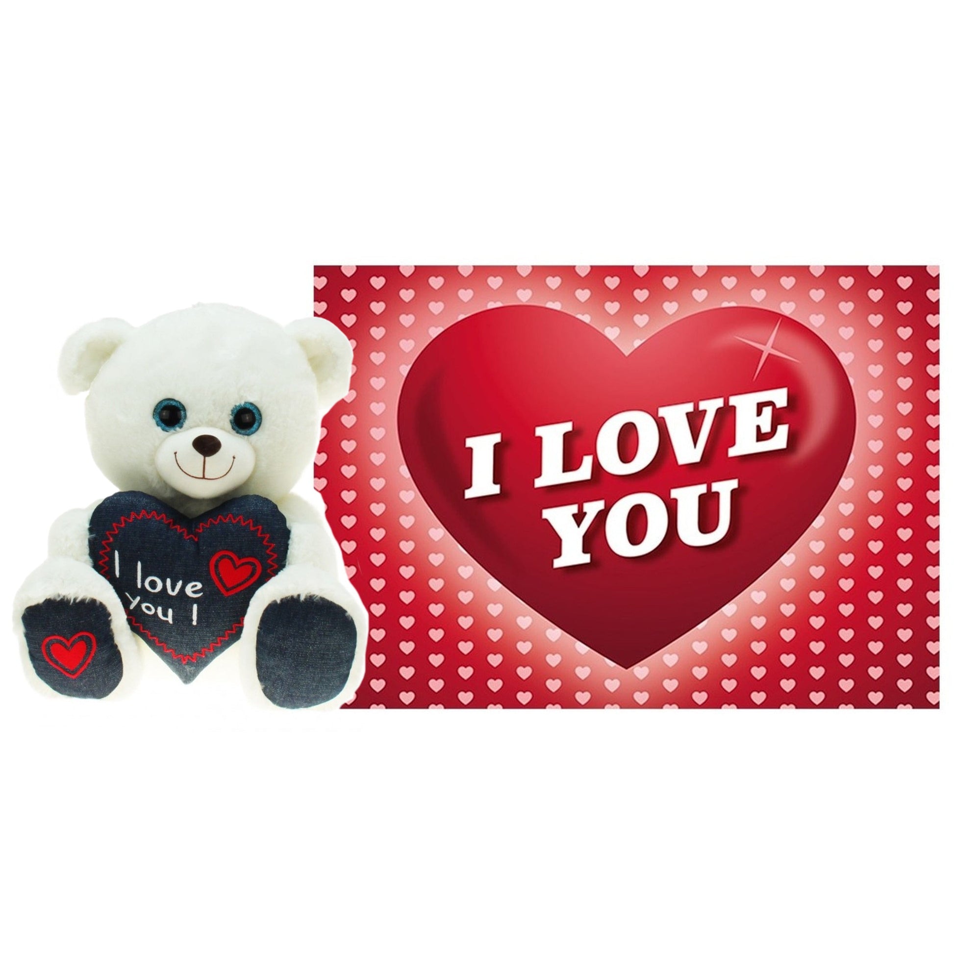 Valentijn knuffelbeer - pluche - 25 cm - met wenskaart - Pluchen speelgoed