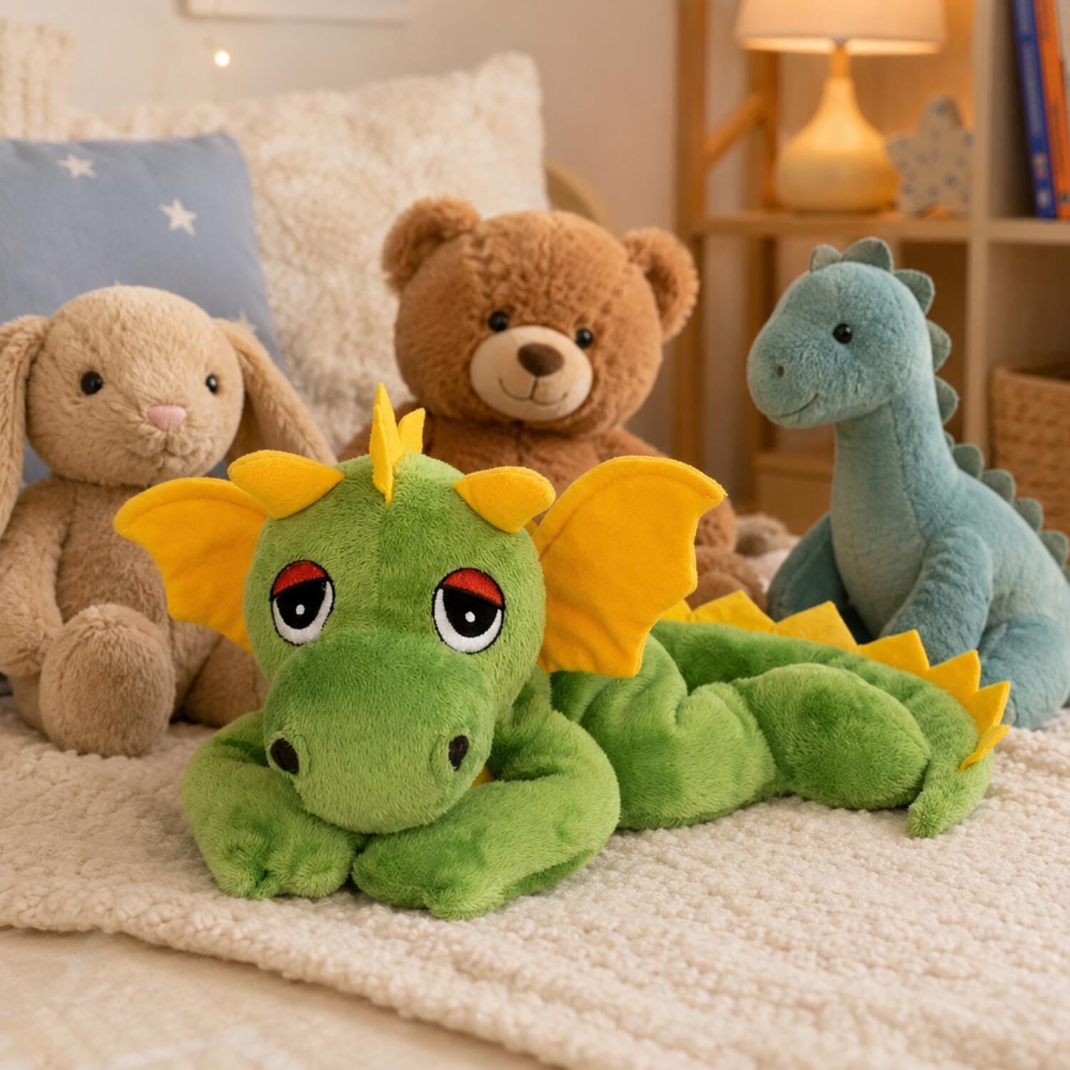 Habibi draak warmteknuffel - groen - 33 cm - magnetronknuffel - Pluchen speelgoed