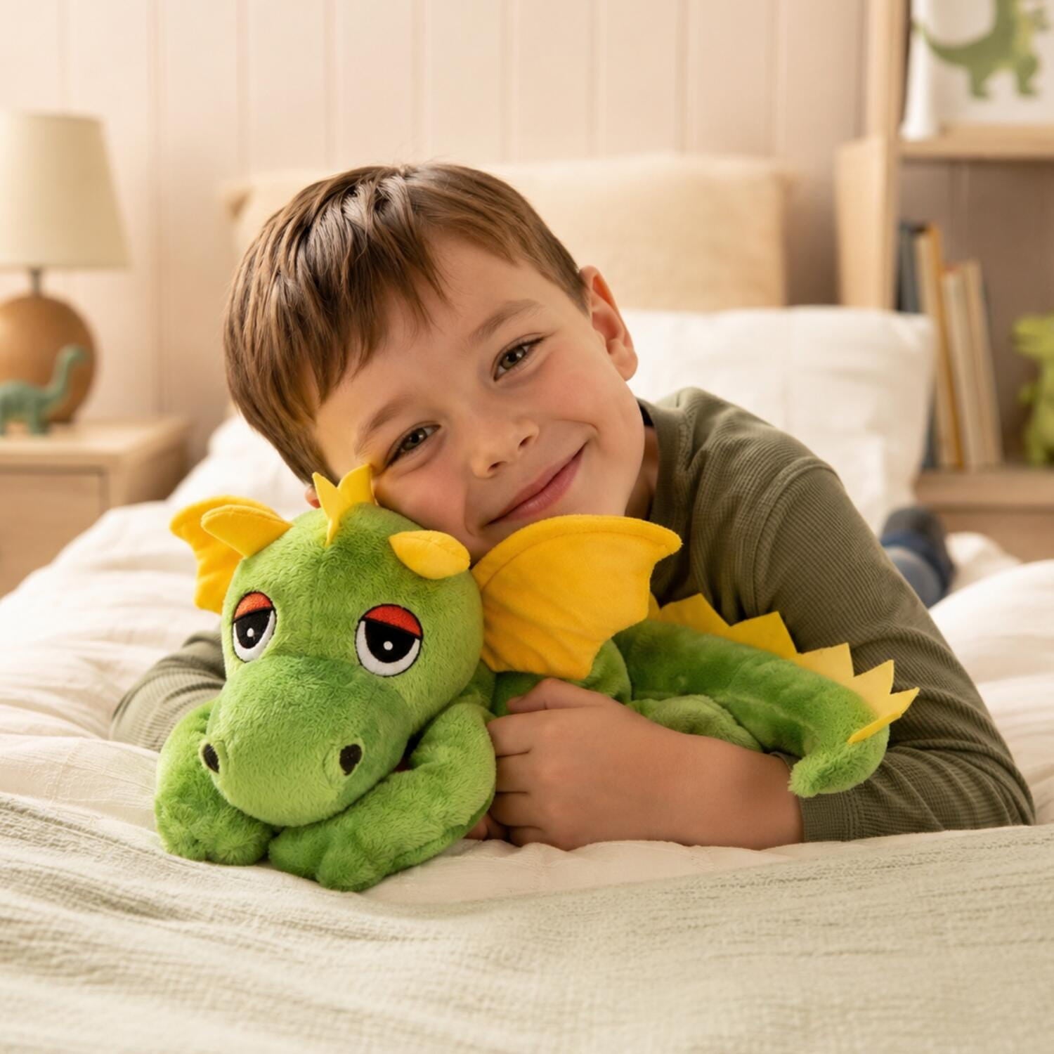 Habibi draak warmteknuffel - groen - 33 cm - magnetronknuffel - Pluchen speelgoed