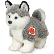 Husky knuffel hond - pluche - grijs/wit - 23 cm - Pluchen speelgoed
