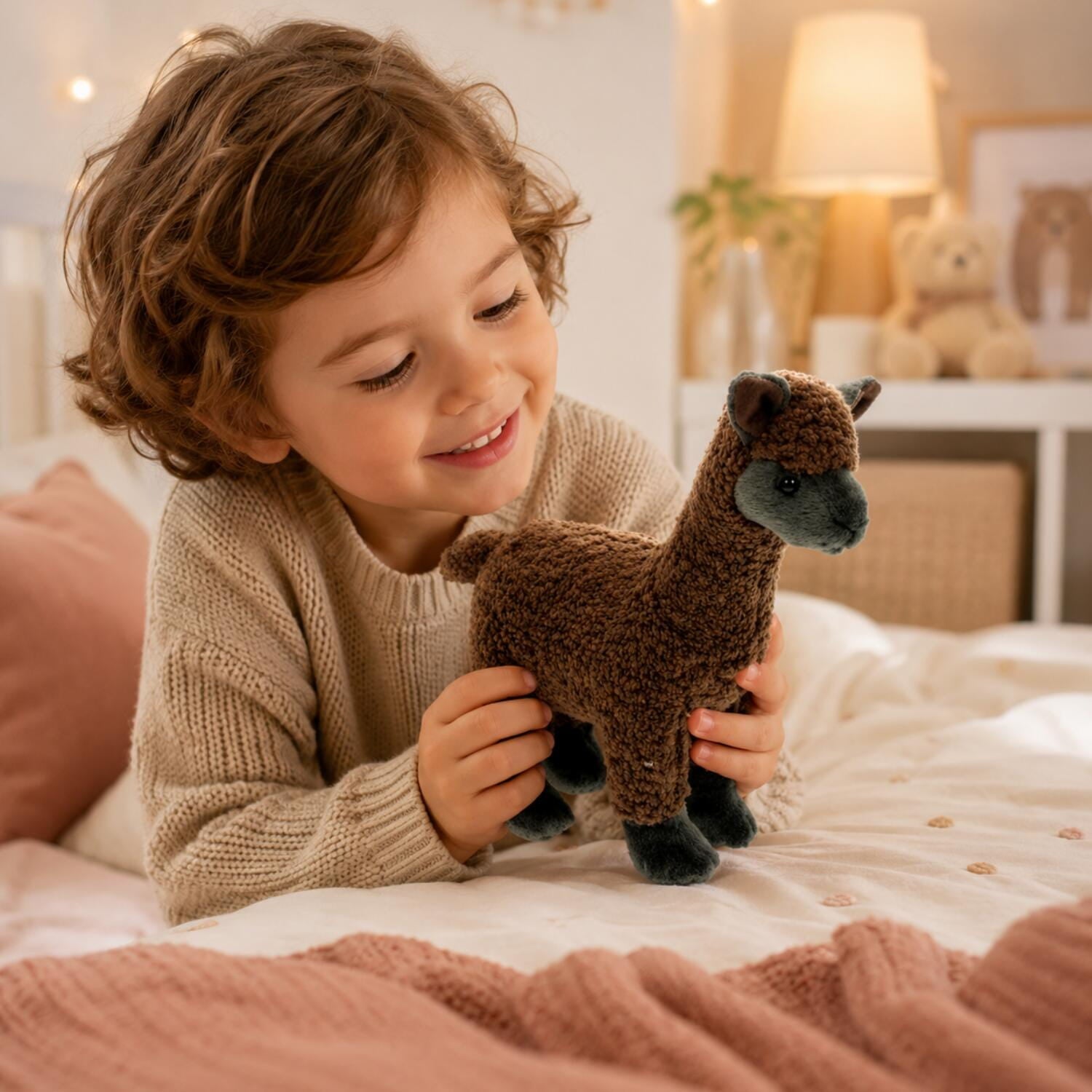 Bruine alpaca knuffel - pluche - 23 cm - Zuid-Amerika - Pluchen speelgoed
