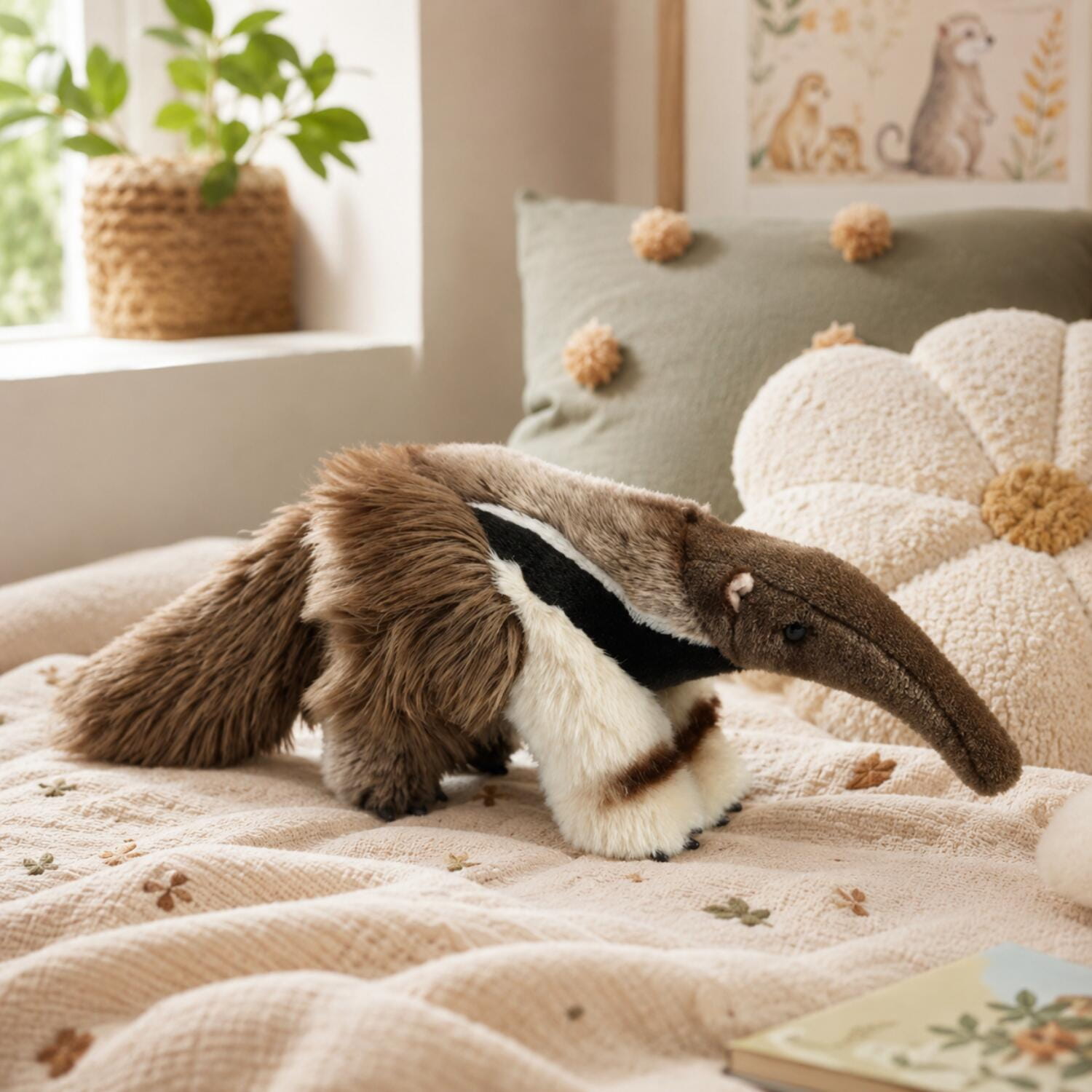 Ravensden miereneter knuffel - pluche - bruin - 32 cm - dierenknuffel - Pluchen speelgoed
