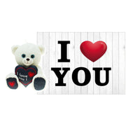 Valentijn knuffelbeer - pluche - 30 cm - I Love You kaart - Pluchen speelgoed