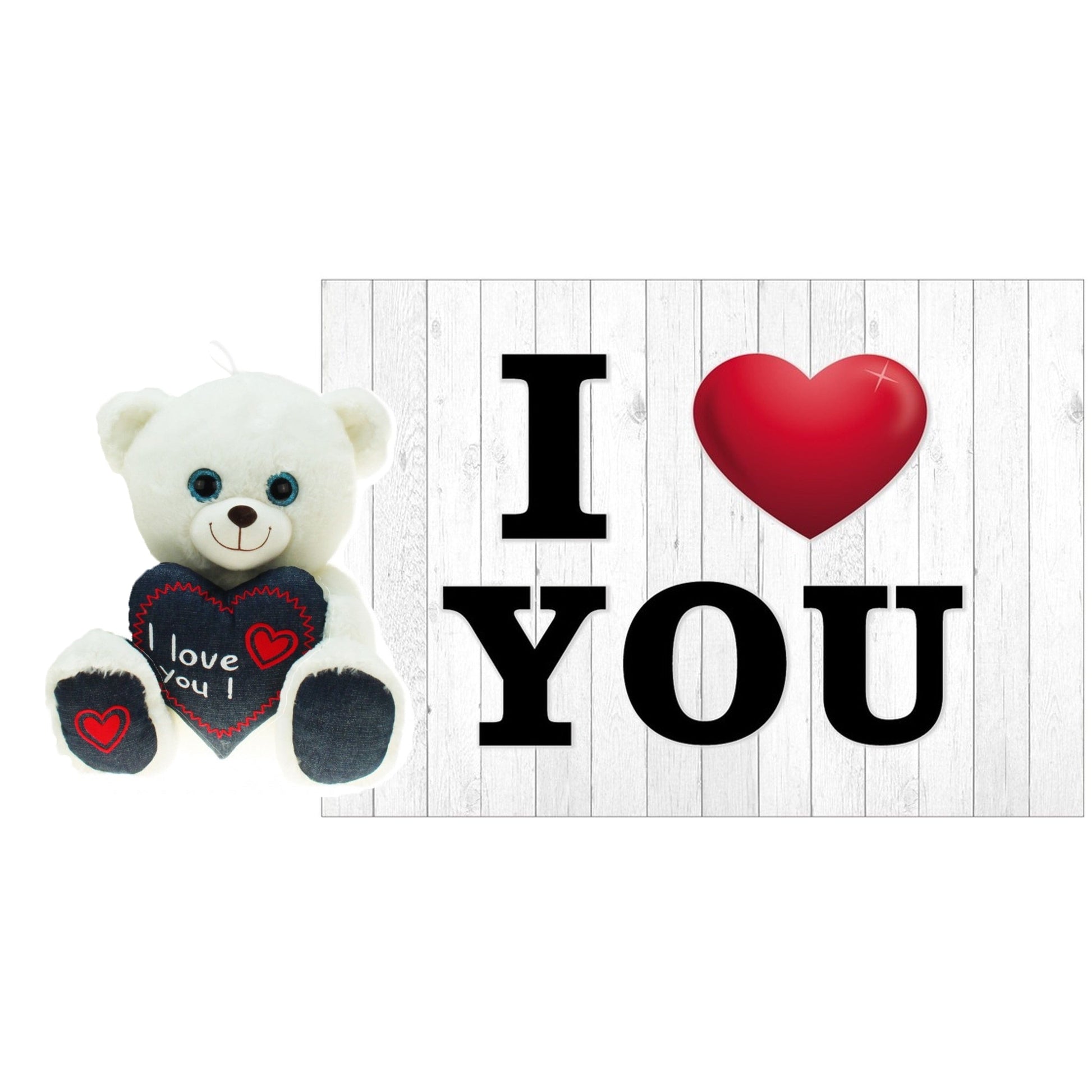 Valentijn knuffelbeer - pluche - 30 cm - I Love You kaart - Pluchen speelgoed