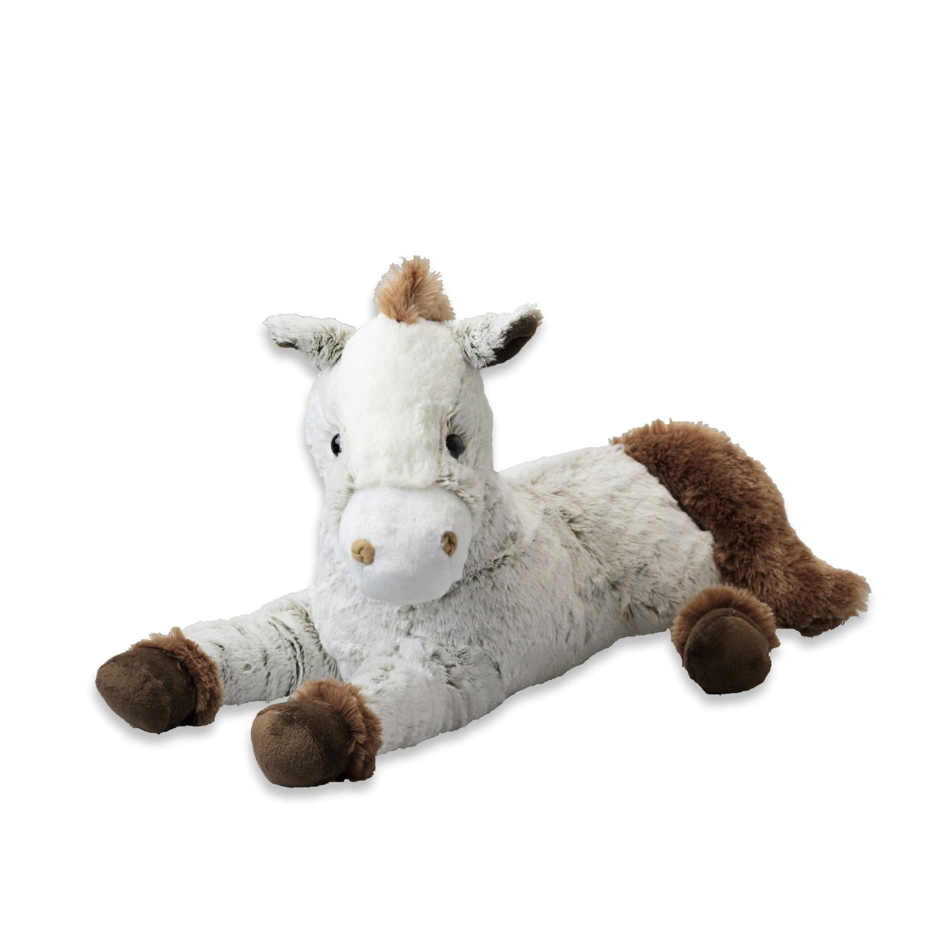Pluche paard knuffel - liggend - lichtbruin en bruin - 30 cm - Pluchen speelgoed