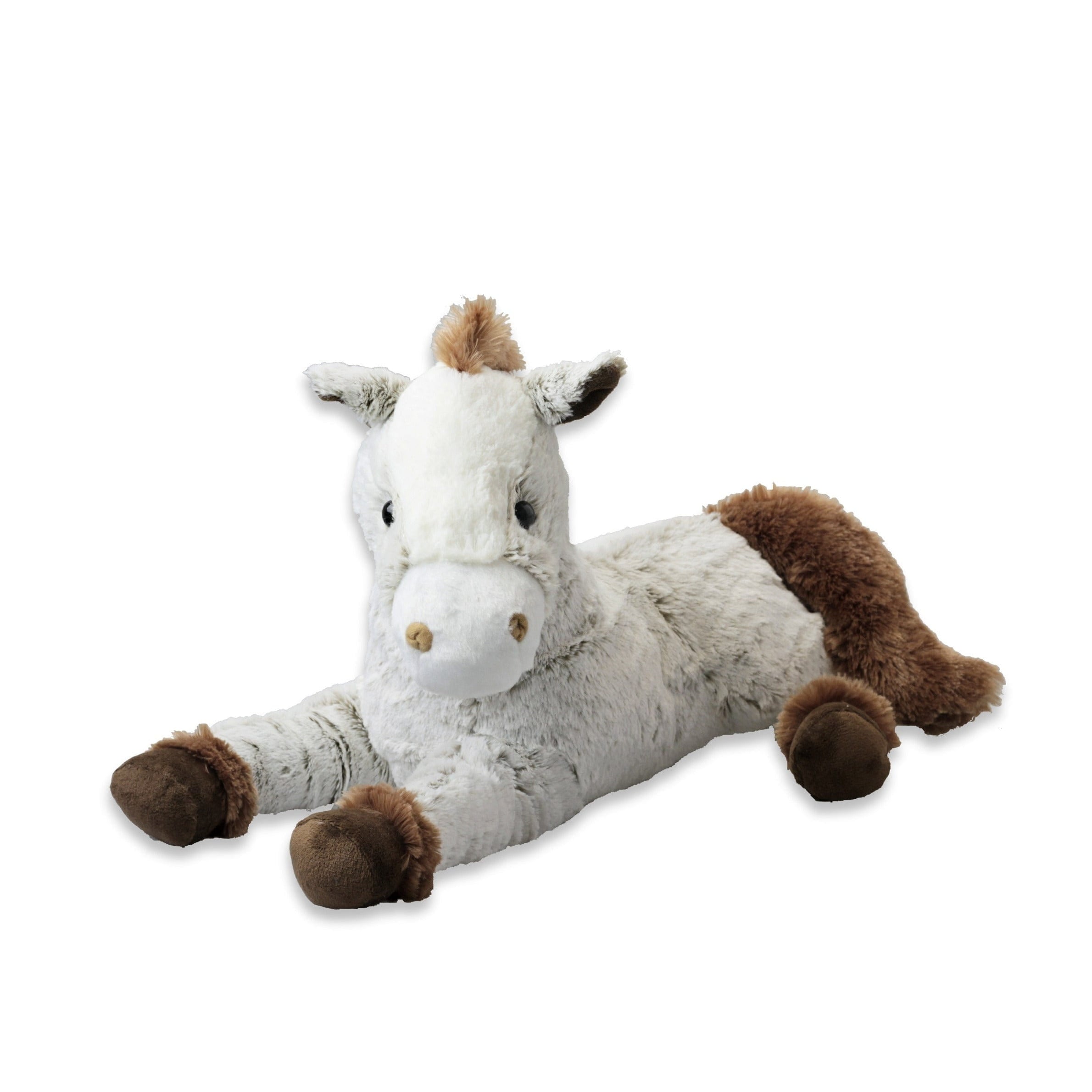 Pluche paard knuffel - liggend - lichtbruin en bruin - 30 cm - Pluchen speelgoed