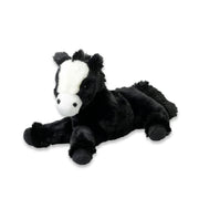Pluche paard knuffel - zwart - liggend - 30 cm - polyester - Pluchen speelgoed