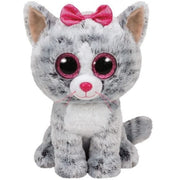 Ty Beanie Kiki poes knuffel - pluche - 24 cm - grote oogjes - strikje - kat - Pluchen speelgoed