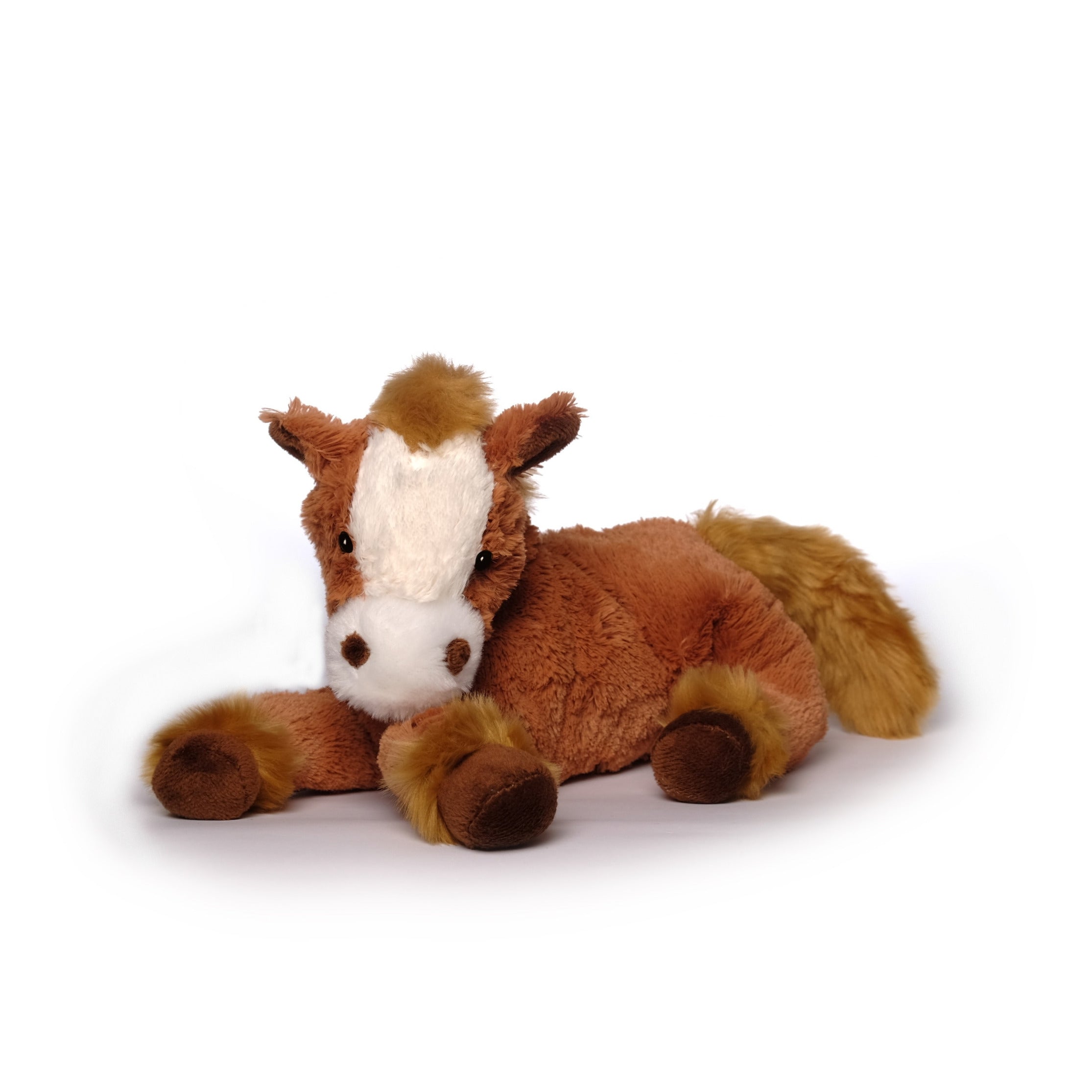 pluche-paard-knuffel-liggend-bruin-polyester-30-cm_10389398
