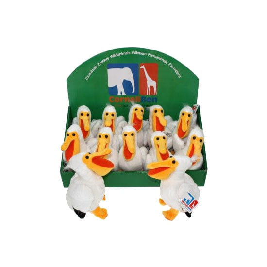 Pelikaan knuffel - pluche - wit/grijs - 17 cm - vogelknuffel - Pluchen speelgoed