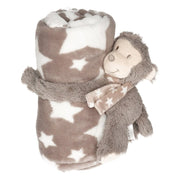 Baby/kinder grijs dekentje met apen knuffel - pluche - sterrenprint