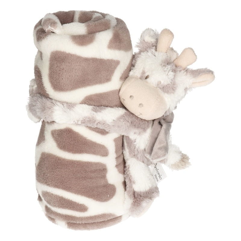 Baby/kinder dekentje met koe/stier knuffel - wit/grijs - kraamcadeau
