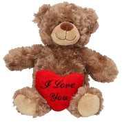 Bruin pluche knuffelbeertje - I Love You hartje - 24 cm - Pluchen speelgoed