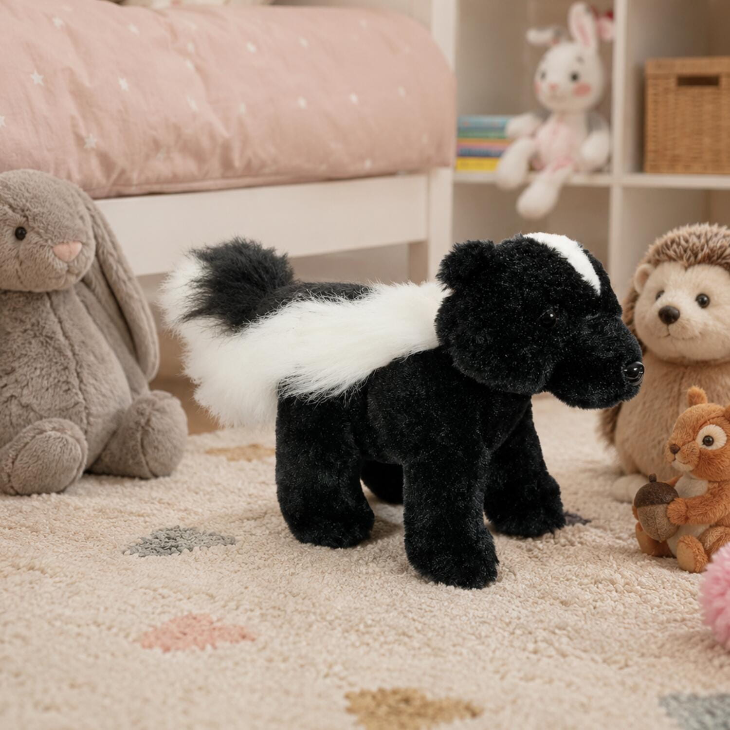 Pluche stinkdier knuffel - pluche - 25 cm - zwart/wit - dierenknuffel - Pluchen speelgoed