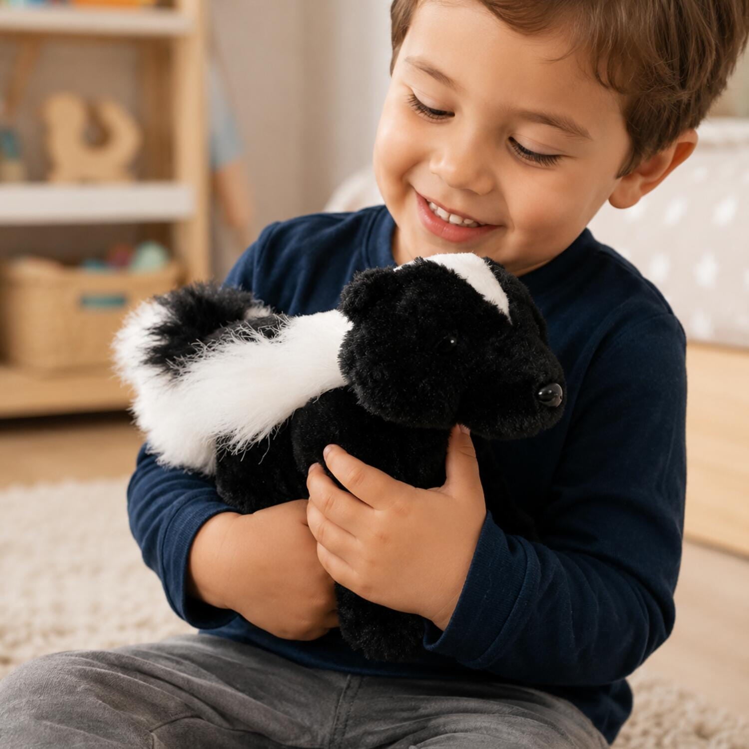 Pluche stinkdier knuffel - pluche - 25 cm - zwart/wit - dierenknuffel - Pluchen speelgoed