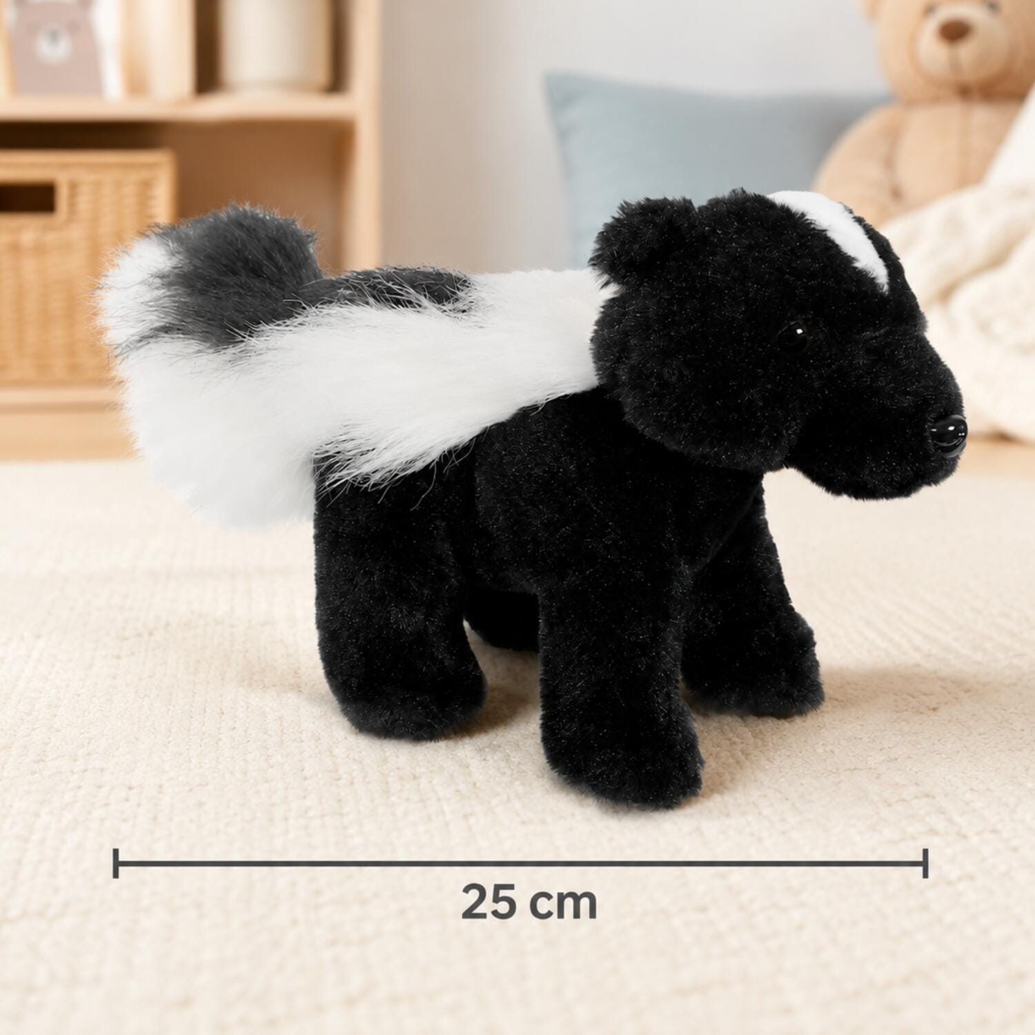 Pluche stinkdier knuffel - pluche - 25 cm - zwart/wit - dierenknuffel - Pluchen speelgoed