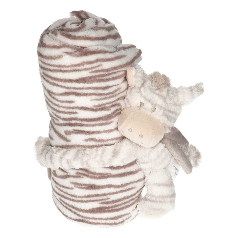 Baby/kinder dekentje met zebra knuffel - pluche - kraamcadeau