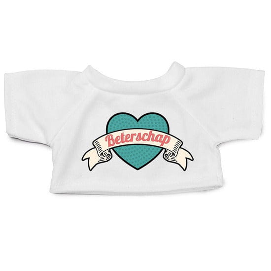 Knuffelkleding Beterschap - retro hart t-shirt wit - M - Clothies - Pluchen speelgoed