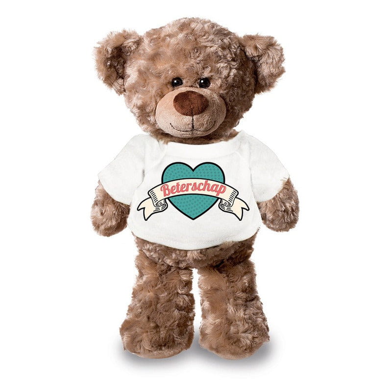 Knuffel teddybeer - pluche - 24 cm - beterschap shirt - Pluchen speelgoed