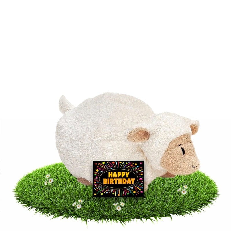 Verjaardag knuffel schaapje - pluche - 26 cm - met kaart - Pluchen speelgoed