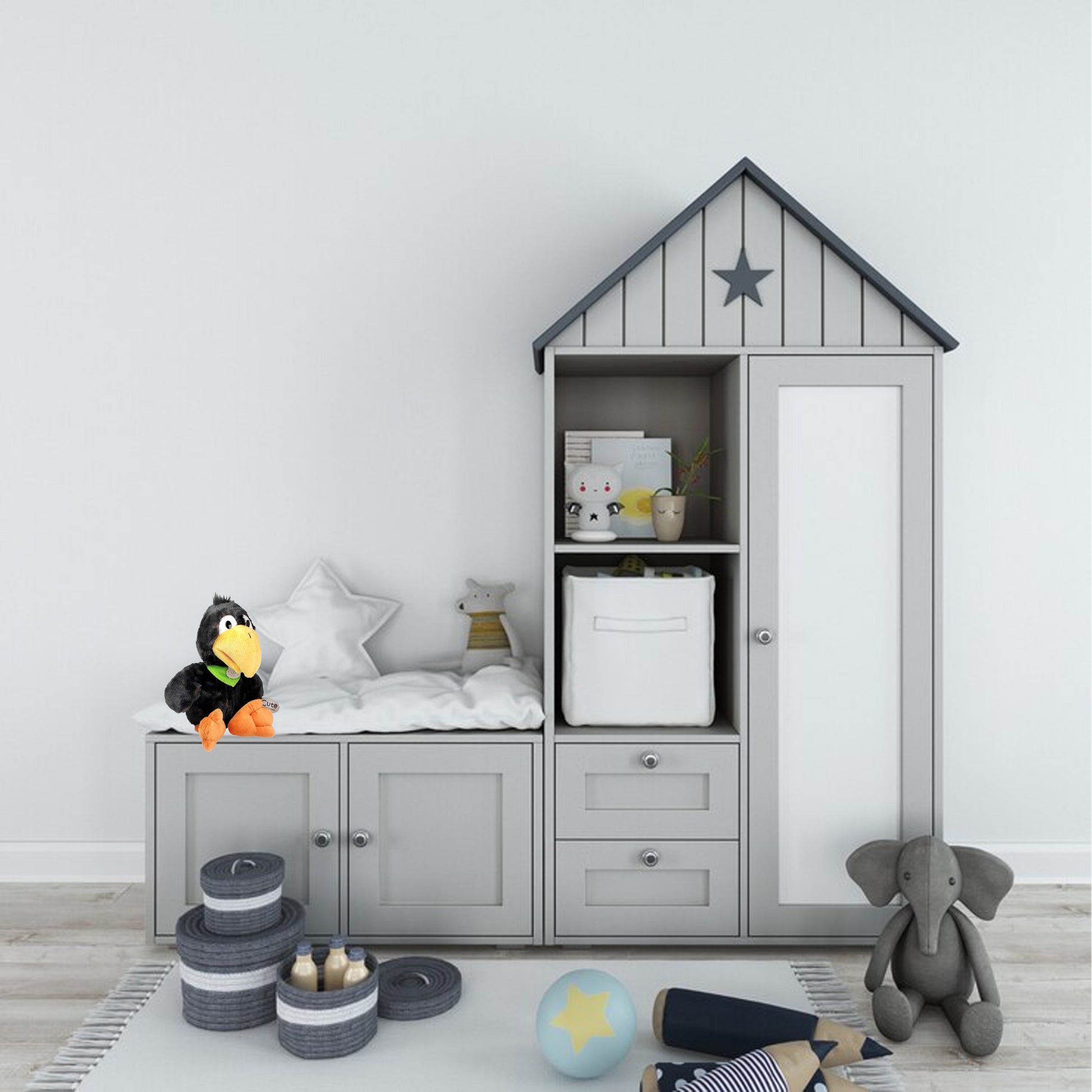 inware-pluche-vogel-raaf-knuffeldier-zwart-25-cm-kraaien-raven_10437437-1