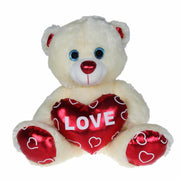 Kruger pluche knuffelbeer - wit/rood - Love hart - 60 cm - Pluchen speelgoed