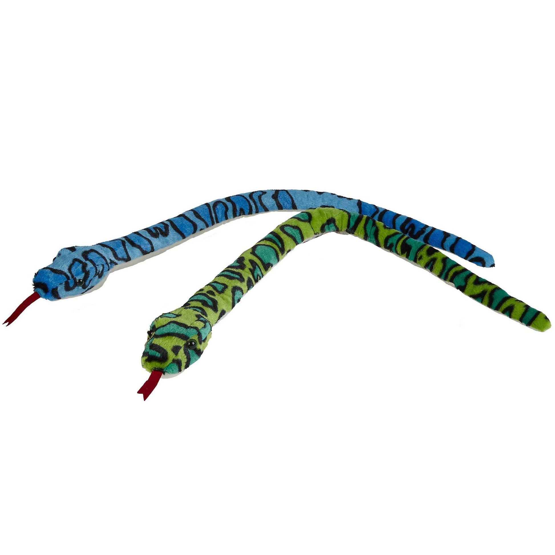 Pluche slangen knuffel set - blauw en groen - 100 cm - Pluchen speelgoed