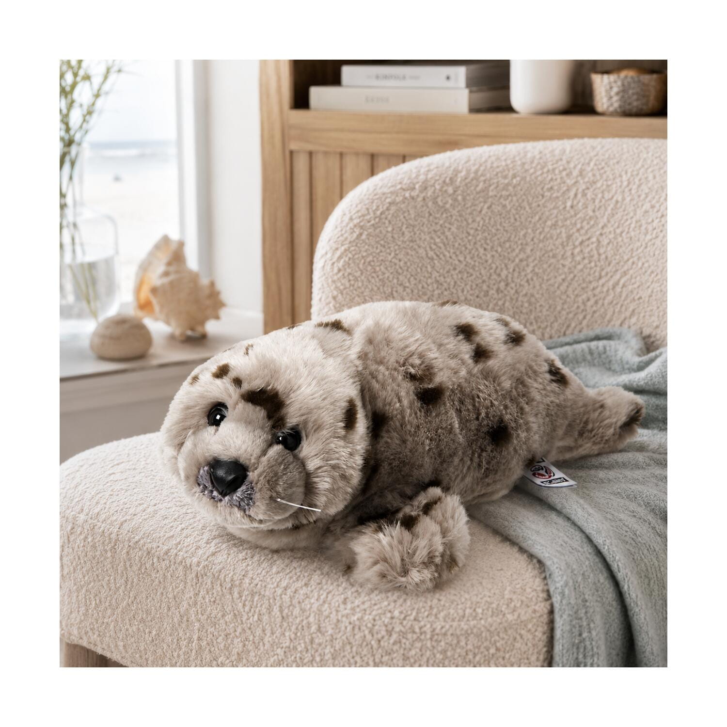 Nature Planet zeehond knuffel - pluche - grijs met stippen - 40 cm - Pluchen speelgoed