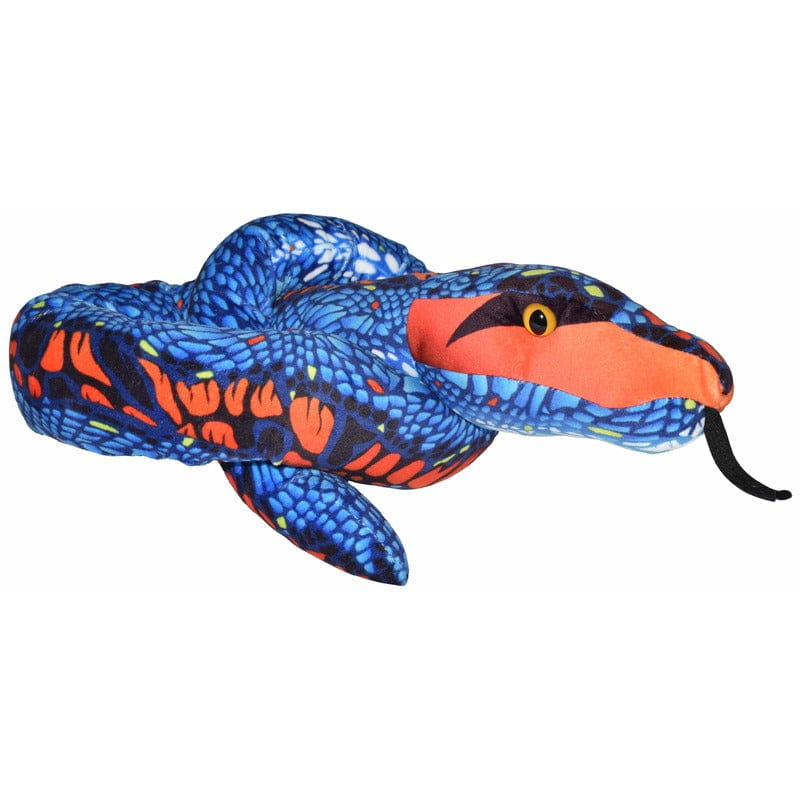 Wild Republic slang knuffel - pluche - blauw/oranje - 137 cm - reptielen knuffels - Pluchen speelgoed