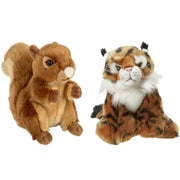 Bosdieren knuffels - pluche - eekhoorn en lynx - 18 cm - Pluchen speelgoed